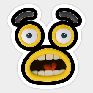 surprised 3d face unisex t-shirt Sticker